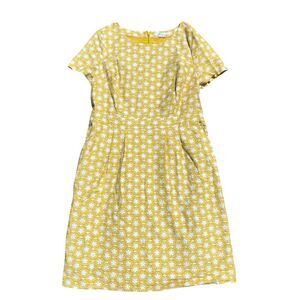 BODEN Dark Yellow Floral Patterned Textured Dress Size 14R